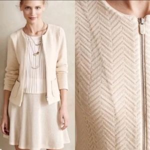 Rosie Neira Women's Ecru Off White Chevron Blazer Size Extra Small